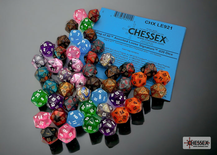 Bag of 50 Mini Polyhedral Assorted d20 3rd edition
